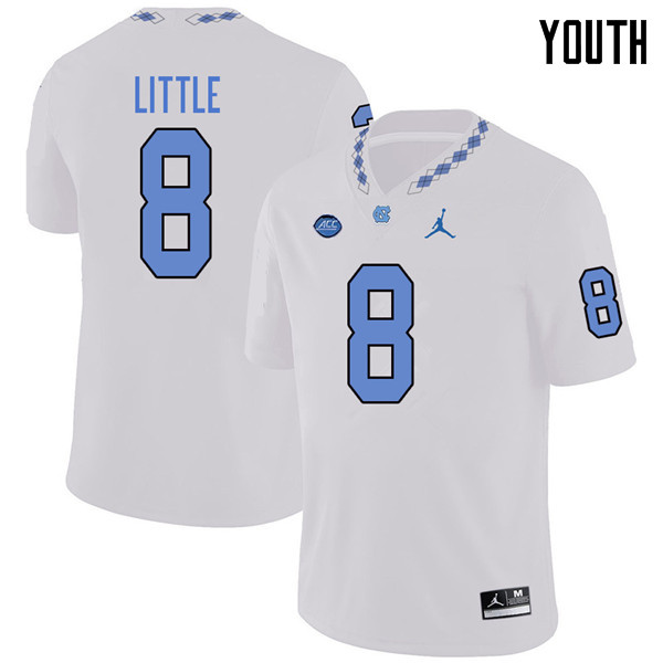 Jordan Brand Youth #8 Greg Little North Carolina Tar Heels College Football Jerseys Sale-White